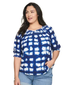 Plus Size Sonoma Goods For Life® Elbow Smocked Neck Top