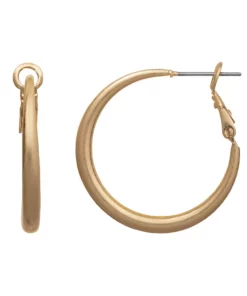 Sonoma Goods For Life® Small Worn Gold Plated Hoop Earrings