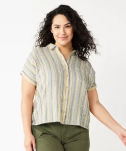 Plus Size Sonoma Goods For Life® Short Sleeve Button Down Top