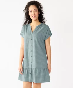 Petite Sonoma Goods For Life® Button-Front Flounce Tunic Dress