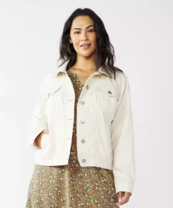 Plus Size Sonoma Goods For Life® Button Front Jean Jacket