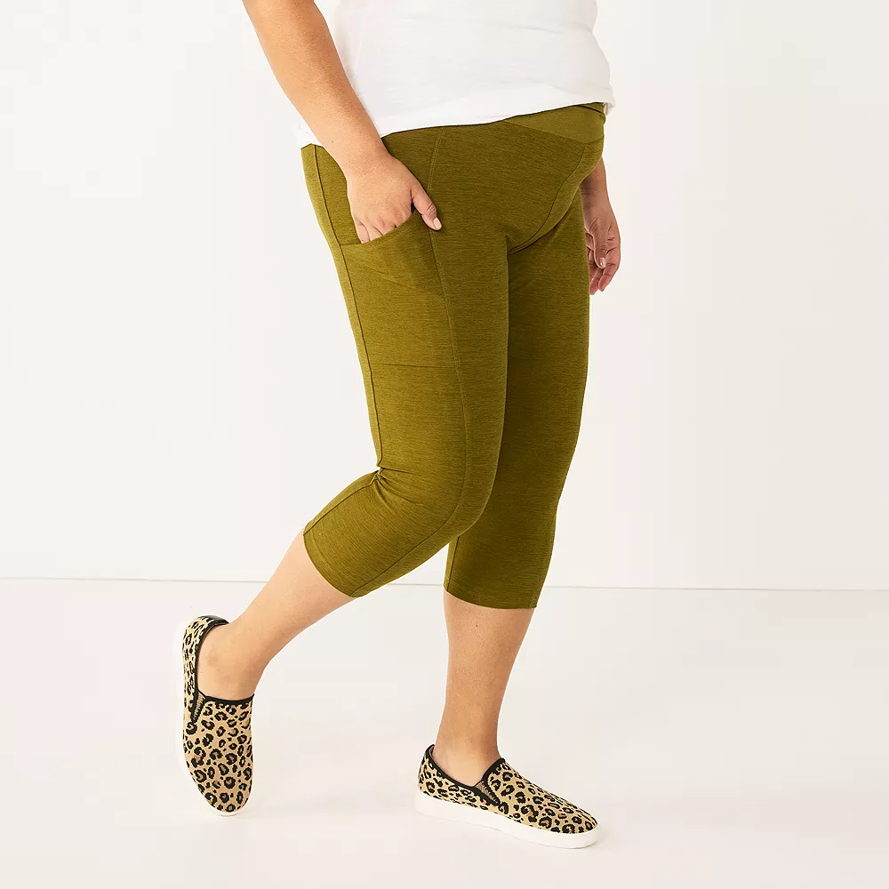 Plus Size Sonoma Goods For Life® Crossover Waist Crop Leggings - Image 3