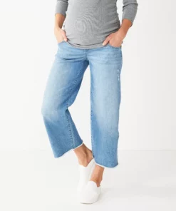 Maternity Sonoma Goods For Life® Over-Belly Frayed-Hem Wide-Leg Crop Jeans