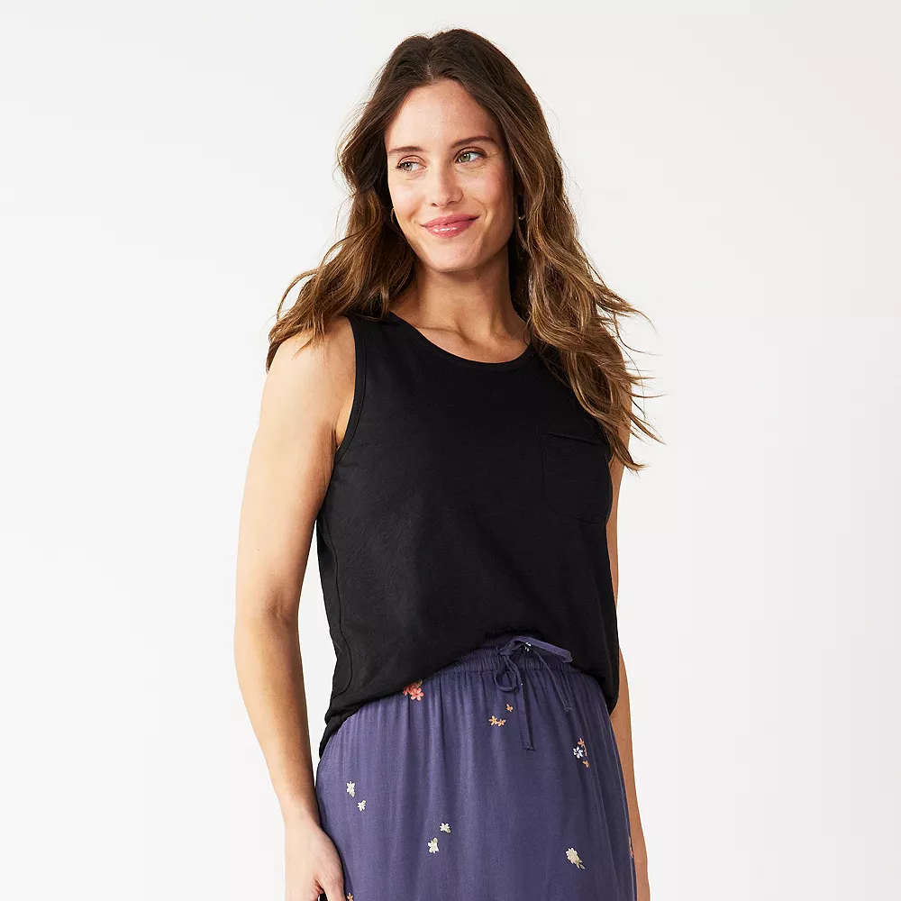 Petite Sonoma Goods For Life® High-Neck Pocket Tank - Image 4