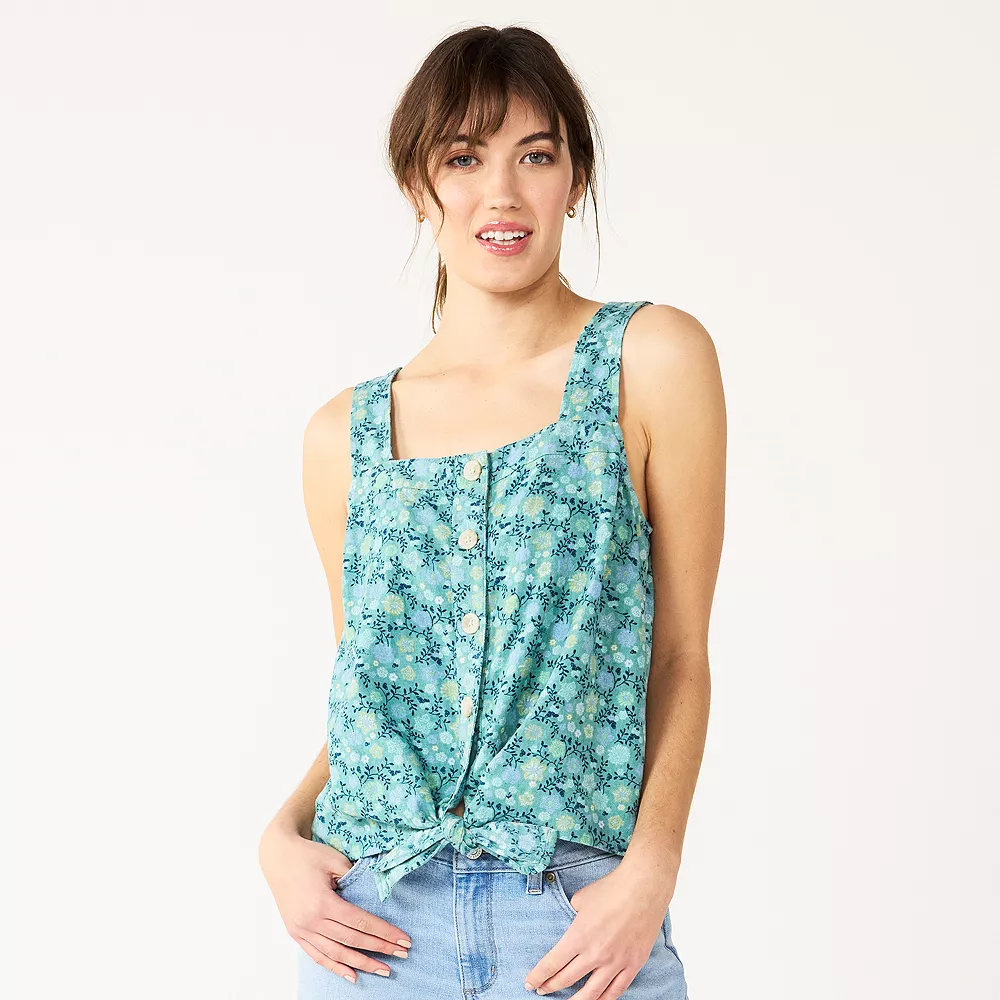 Women's Sonoma Goods For Life® Tie-Hem Squareneck Tank - Image 2