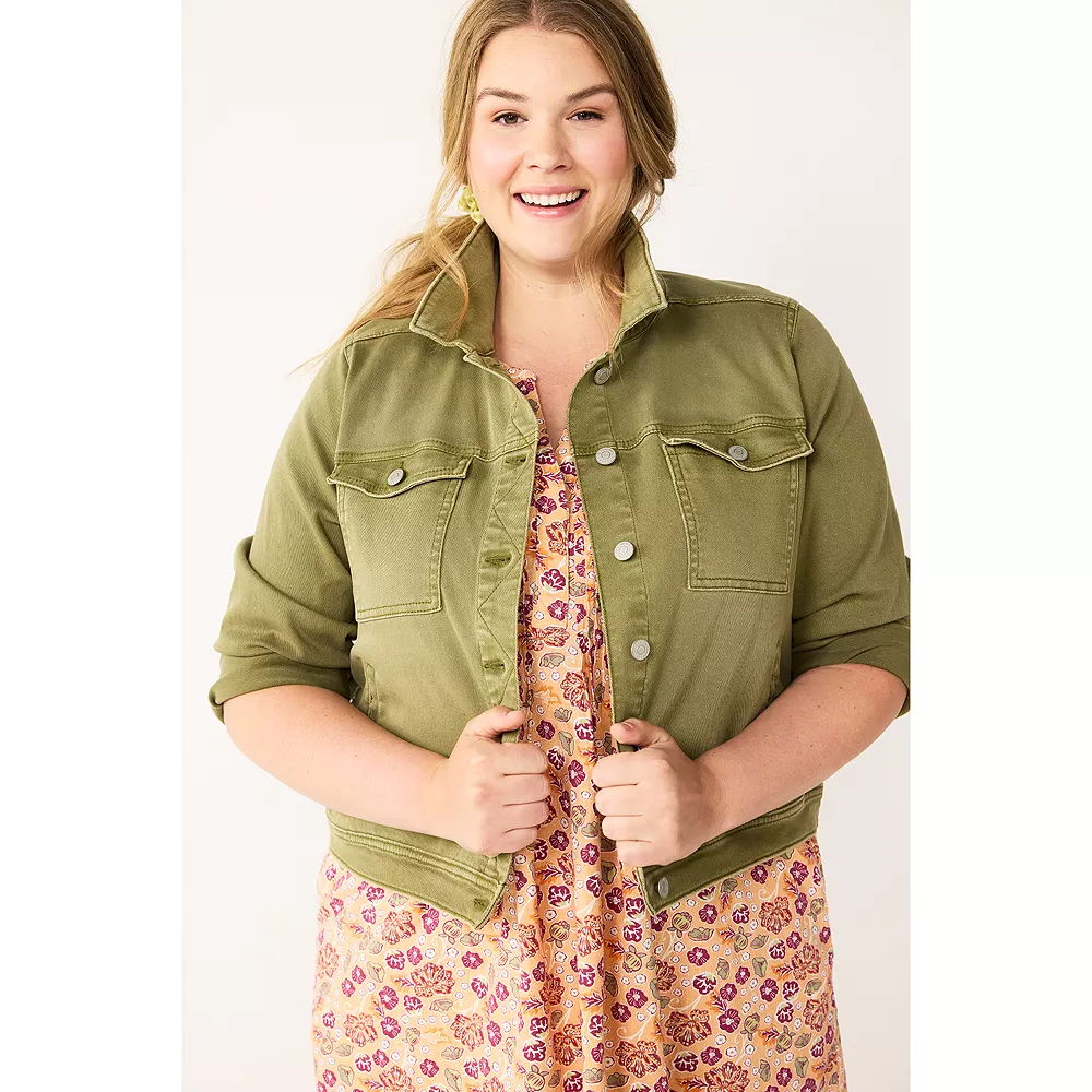 Plus Size Sonoma Goods For Life® Premium Over-Dyed Jacket - Image 2