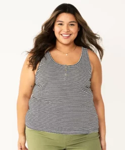Plus Size Sonoma Goods For Life® Striped Henley Tank