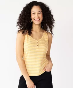Women's Sonoma Goods For Life® Striped Henley Tank Top