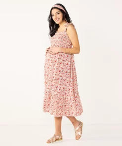 Maternity Sonoma Goods For Life® Smocked Tie-Shoulder Midi Dress