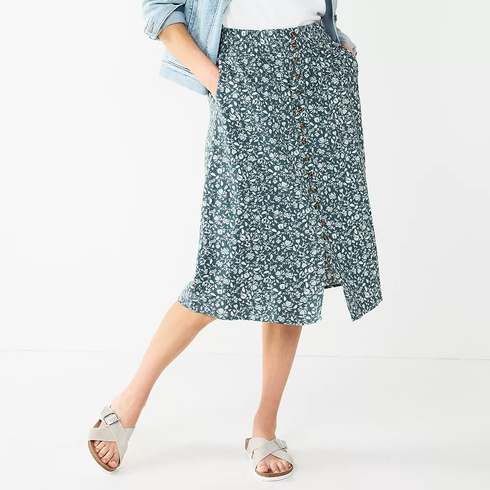 Women's Sonoma Goods For Life® Button Front Midi Skirt - Image 2