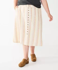 Plus Size Sonoma Goods For Life® Vented Button-Front Midi Skirt