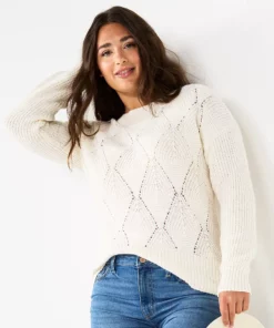 Women's Sonoma Goods For Life® Diamond Stitch Pullover Sweater