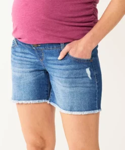Maternity Sonoma Goods For Life® Inset Over-The-Belly Frayed Jean Shorts