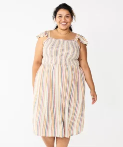 Plus Size Sonoma Goods For Life® Smocked Bodice Midi Dress