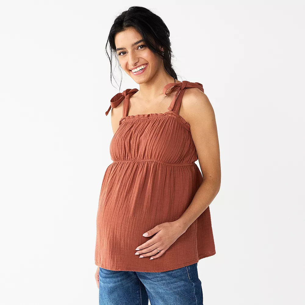 Maternity Sonoma Goods For Life® Tie-Shoulder Babydoll Top - Image 3