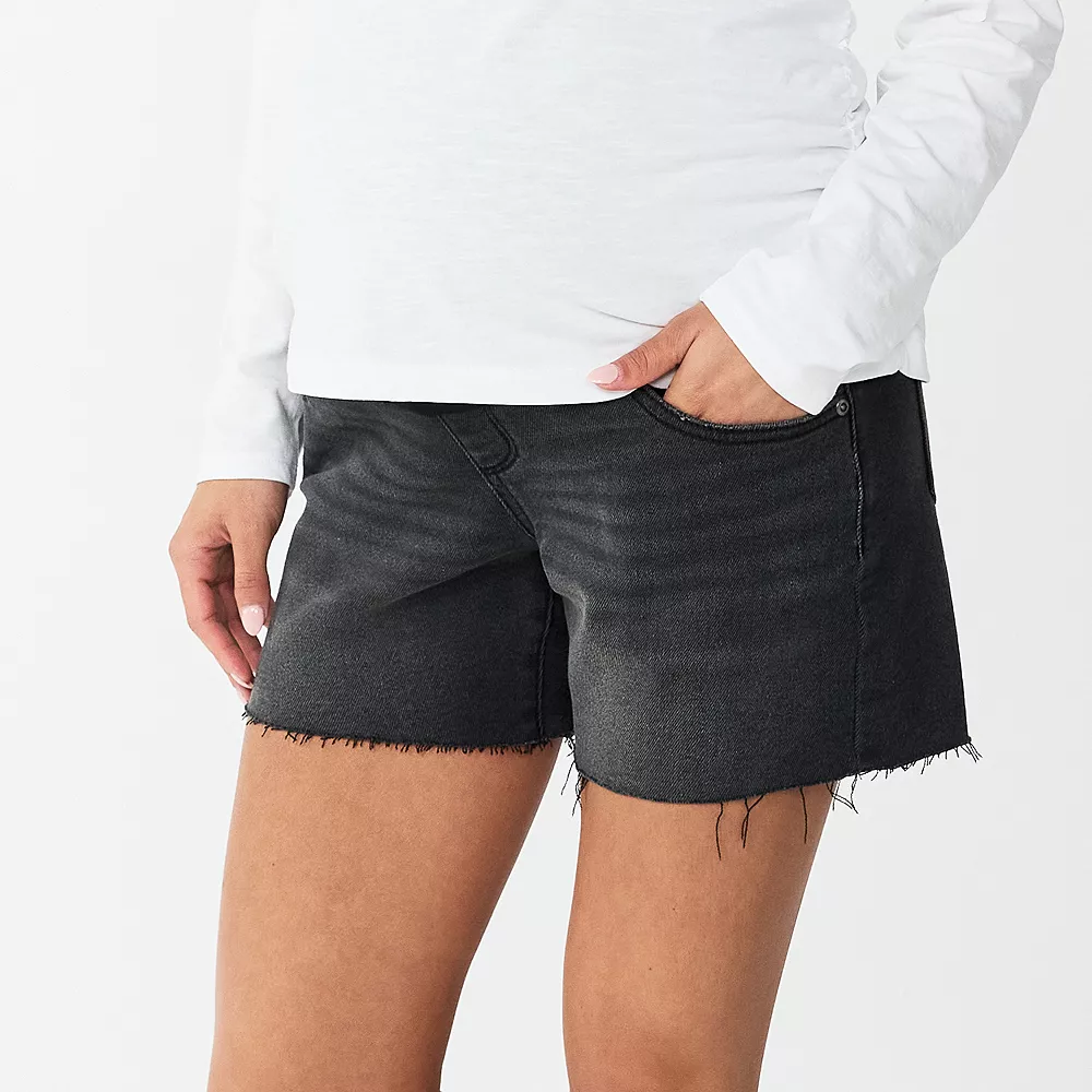 Maternity Sonoma Goods For Life® Over-the-Belly Frayed Hem Shorts - Image 2