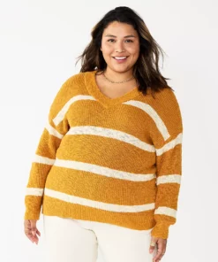 Plus Size Sonoma Goods For Life® Long Sleeve V-Neck Sweater