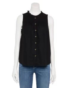 Women's Sonoma Goods For Life® Button-Front Ruffle Tank