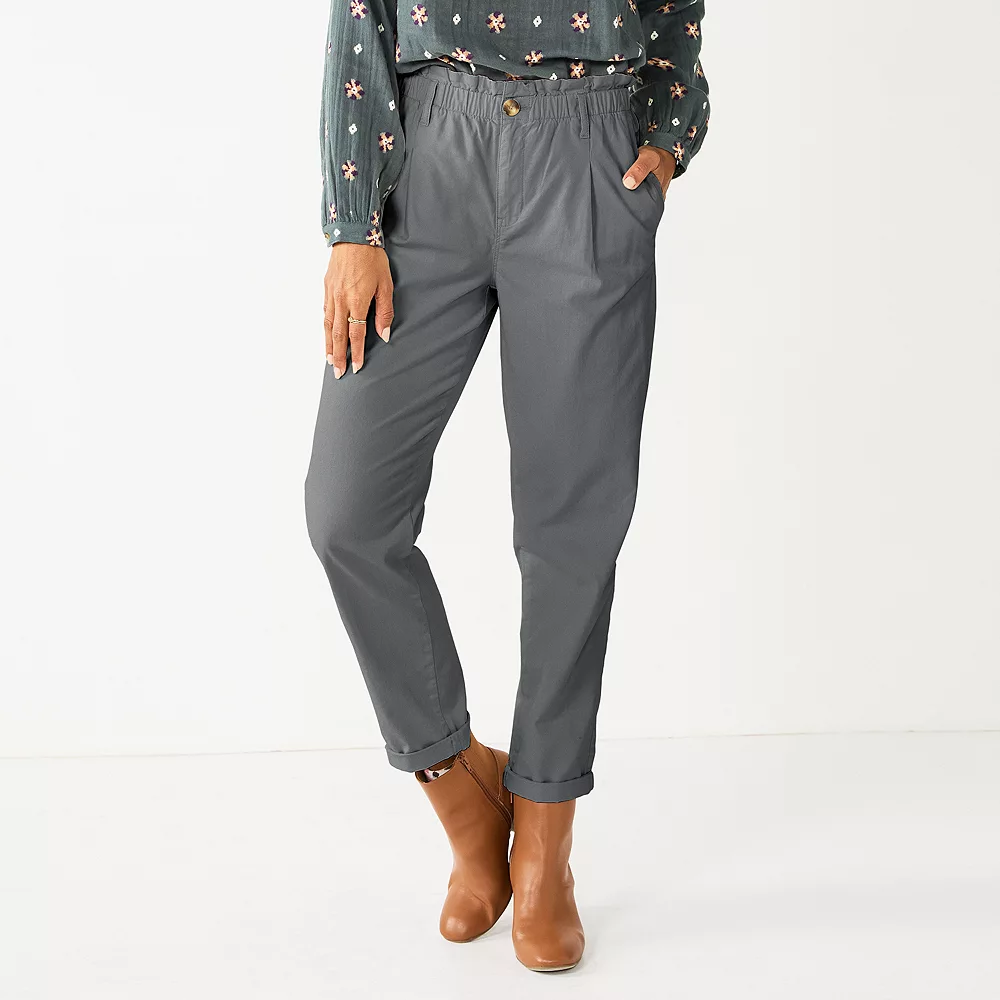 Women's Sonoma Goods For Life® Mid-Rise Straight-Leg Paperbag Pants - Image 2