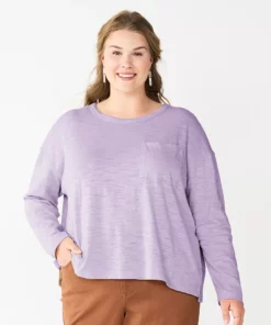 Plus Size Sonoma Goods For Life® Long Sleeve Pocket Tee