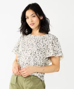 Women's Sonoma Goods For Life® Seamed Flutter Sleeve Top