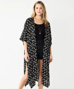 Women's Sonoma Goods For Life Ikat Burnout Long Tacked Ruana