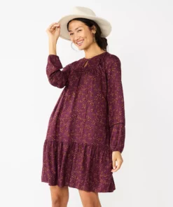 Women's Sonoma Goods For Life® Printed Long Sleeve Dress