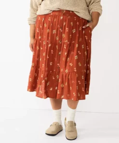 Plus Size Sonoma Goods For Life® Tiered Midi Skirt