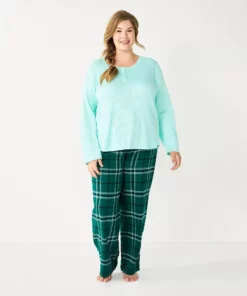 Plus Size Sonoma Goods For Life® Flannel Pajama Pants & Pajama Top Sleep Set