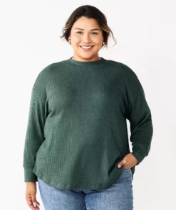 Plus Size Sonoma Goods For Life® Mockneck Waffle Top