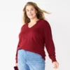 Plus Size Sonoma Goods For Life® Smocked Sleeve V-Neck Top