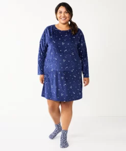 Plus Size Sonoma Goods For Life® 2-pc. Long Sleeve Crewneck Sleepshirt & Socks Set