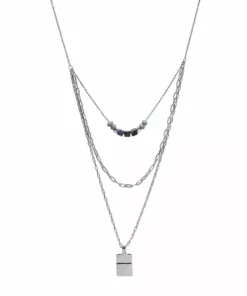 Sonoma Goods For Life® Silver Tone Nickel Free Semi-Precious Hammered Multi-Row Necklace