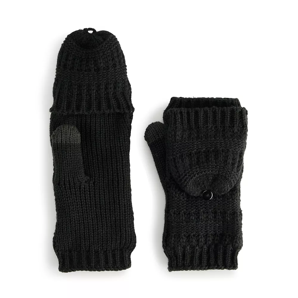 Women's Sonoma Goods For Life® Ladder Stitch Flip Top Mittens