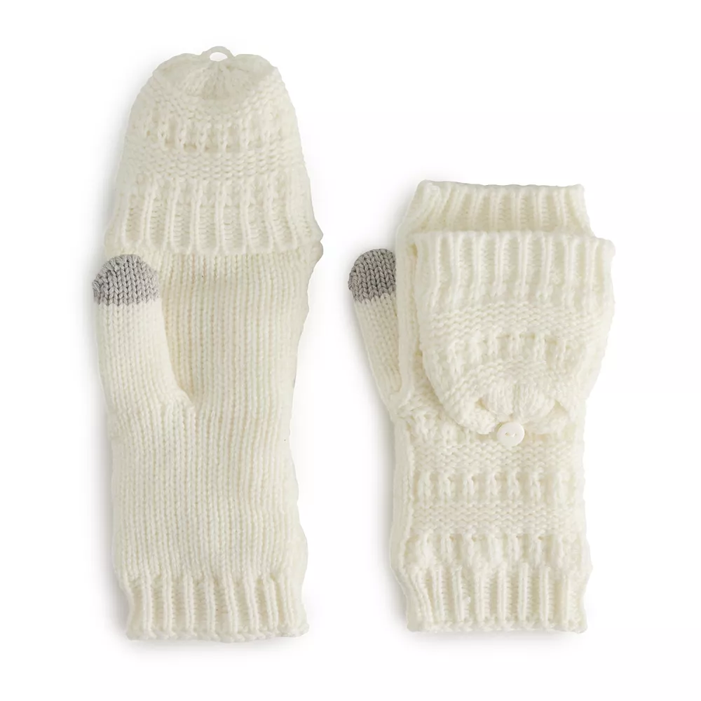 Women's Sonoma Goods For Life® Ladder Stitch Flip Top Mittens - Image 5