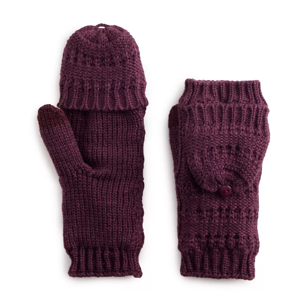 Women's Sonoma Goods For Life® Ladder Stitch Flip Top Mittens - Image 6