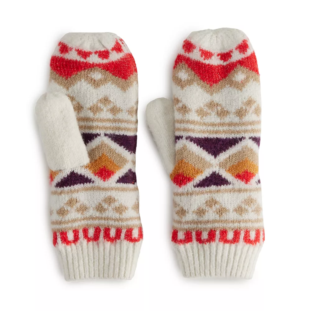 Women's Sonoma Goods For Life® Fairisle and Solid Lined Mittens - Image 2