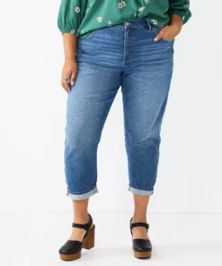 Plus Size Sonoma Goods For Life® Premium High-Waisted Boyfriend Jeans