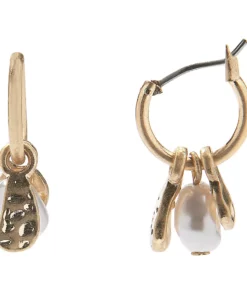 Sonoma Goods For Life® Organic Metal & Pearl Charms Hoop Earrings