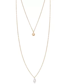 Sonoma Goods For Life® 2 Row Hammered Disc & Pearl Pendant Necklace