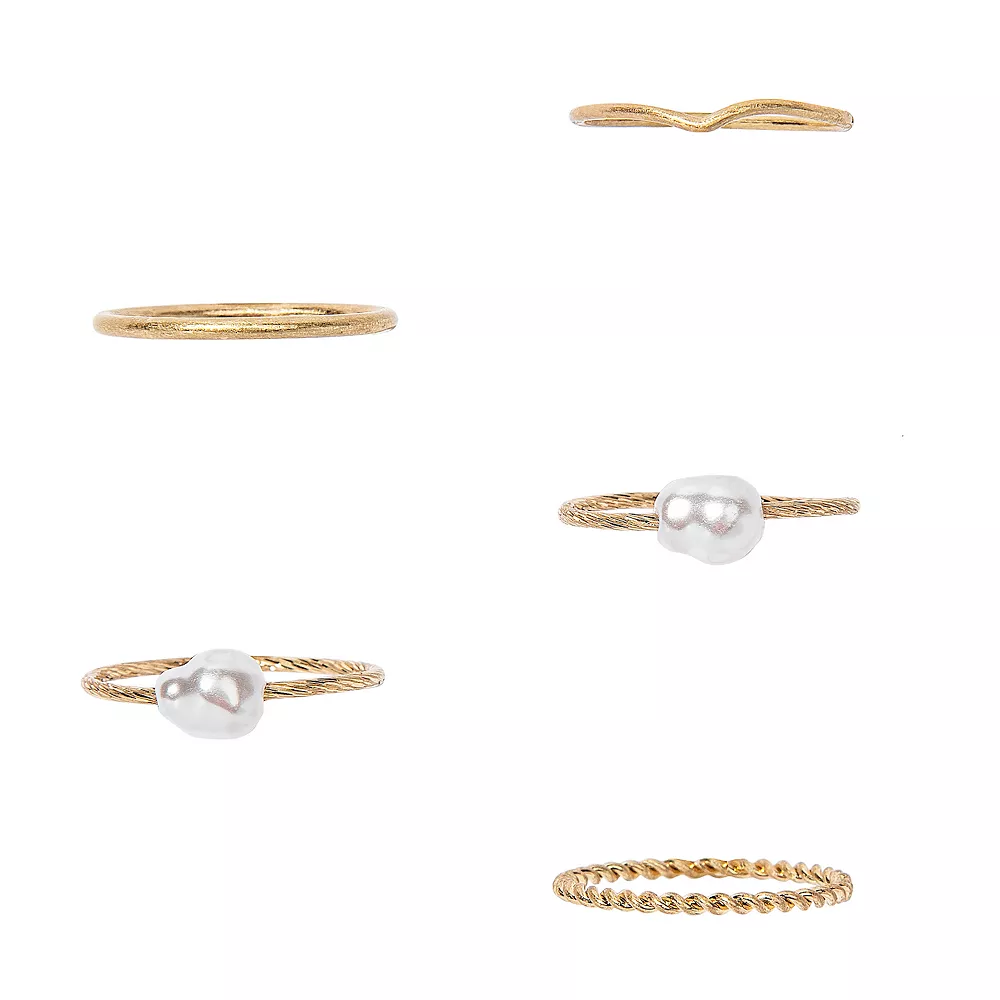 Sonoma Goods For Life® Pearl & Twisted Ring 5 Pack