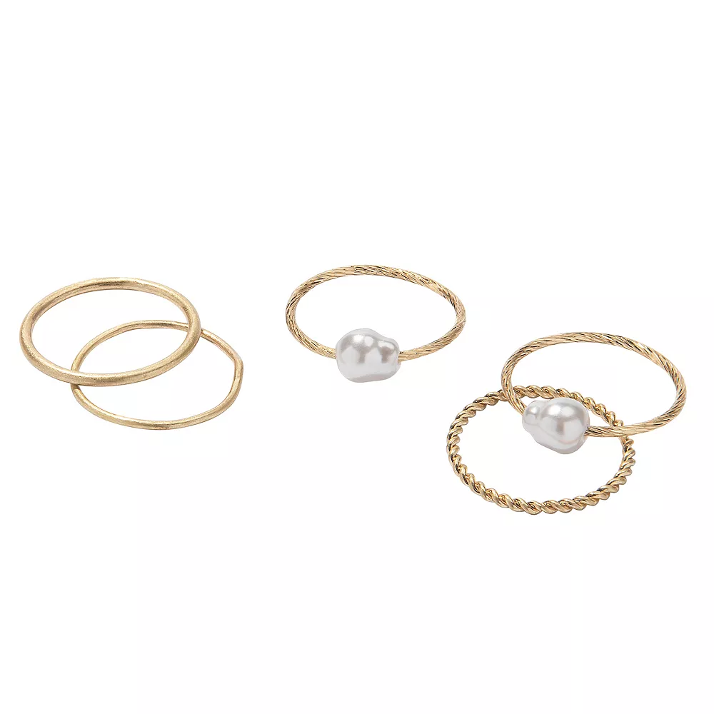 Sonoma Goods For Life® Pearl & Twisted Ring 5 Pack - Image 2