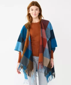 Women's Sonoma Goods For Life® Spokane Plaid Topper With Fringe