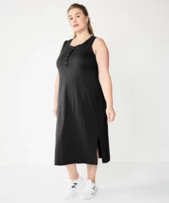 Plus Size Sonoma Goods For Life® Henley Knit Midi Dress