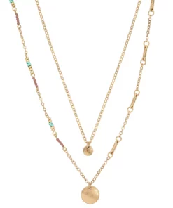 Sonoma Goods For Life® Gold Tone Red And Green Beads With Coin Pendant Necklace