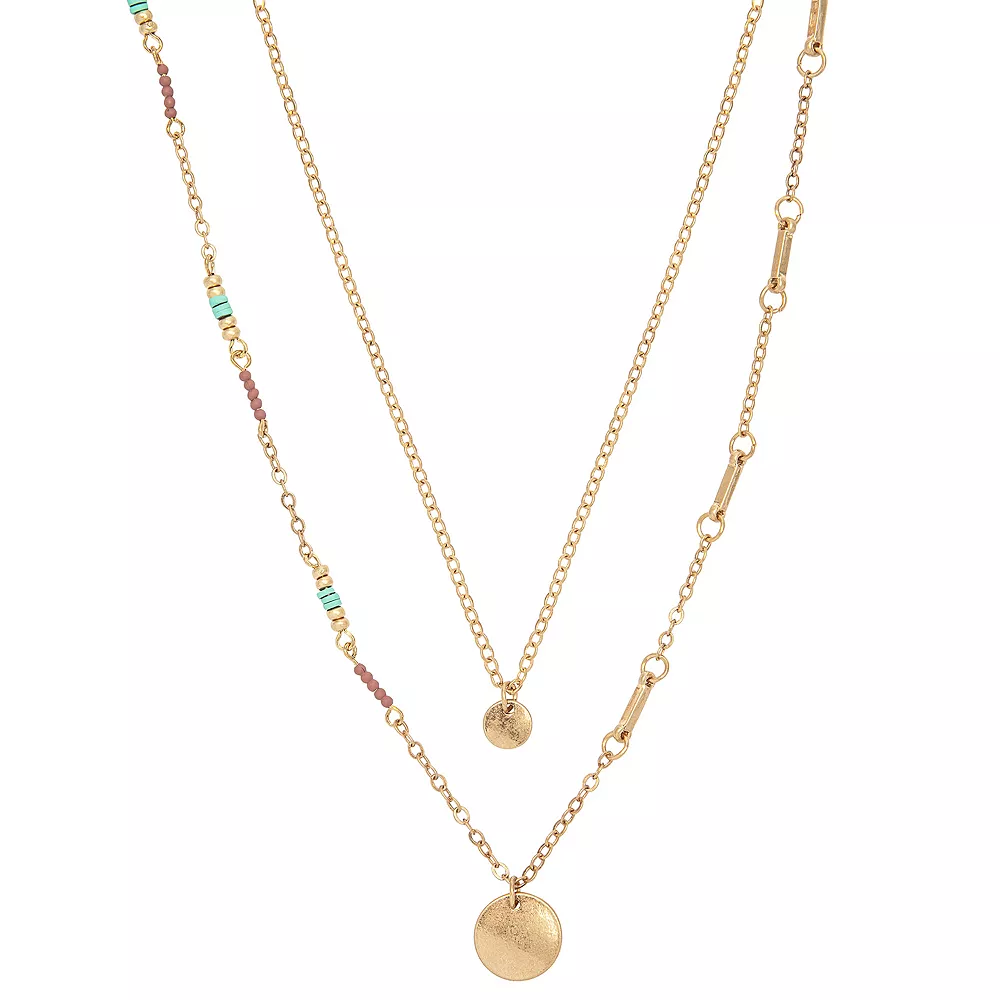 Sonoma Goods For Life® Gold Tone Red And Green Beads With Coin Pendant Necklace