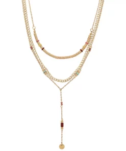 Sonoma Goods For Life® Gold Tone 3 Row Multi Beaded Y Necklace