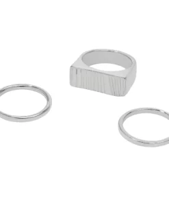 Sonoma Goods For Life® Silver Tone Wavy Textured Rectangular Statement Ring Set