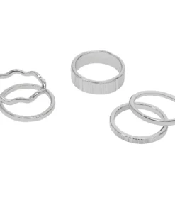 Sonoma Goods For Life® Silver Tone 5-piece Textured Ring Set