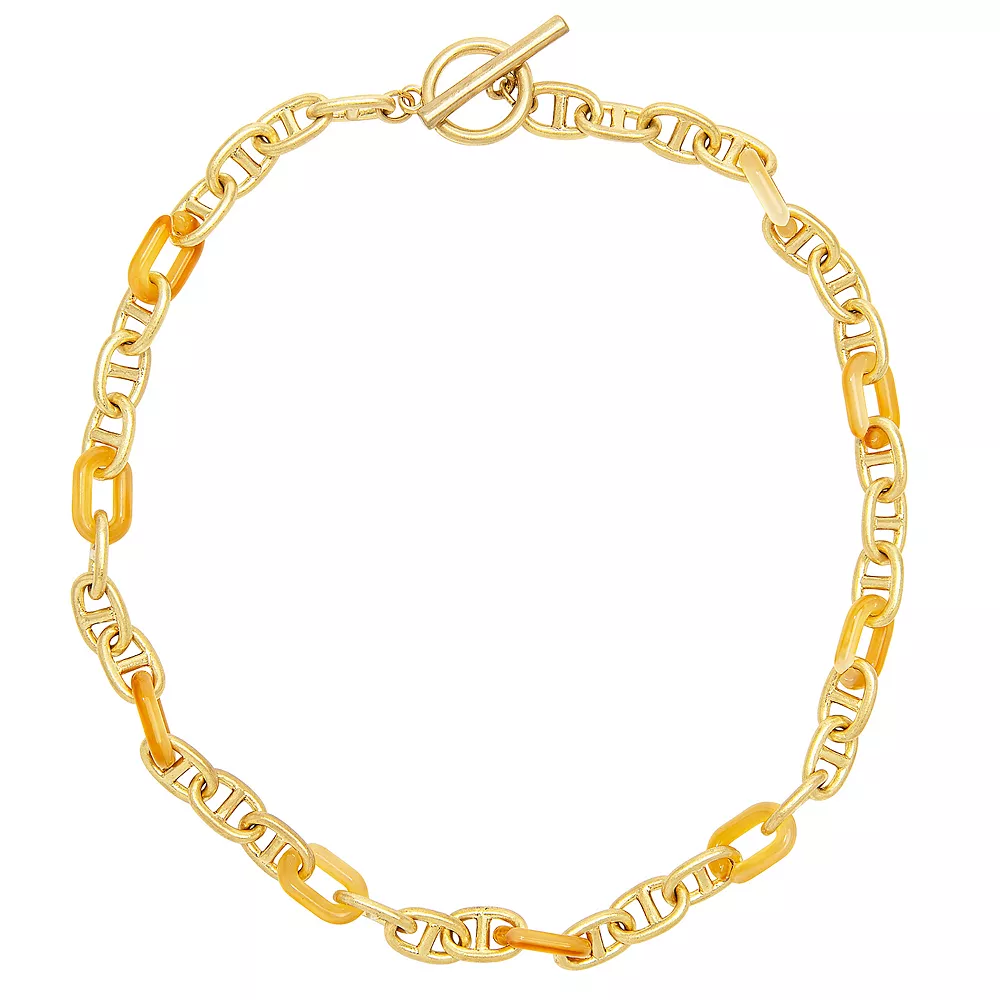Sonoma Goods For Life® Gold Tone Metal & Orange Resin Link Necklace
